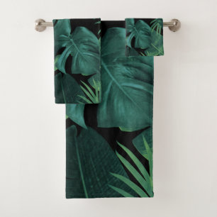 Tropical Summer Night Jungle Leaves Dream #1 Bath Towel Set
