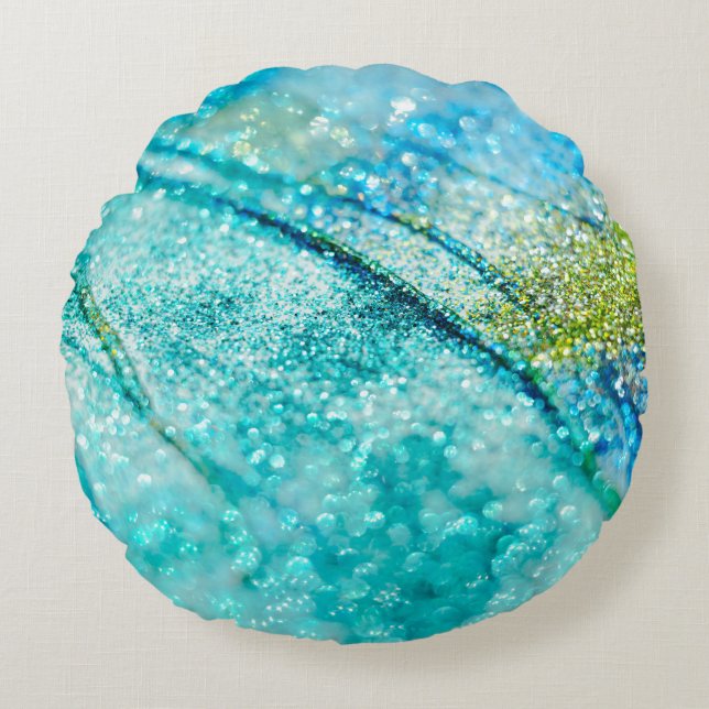 Tropical Summer Oceanic Glitter Glam 1 Round Pillow (Front)