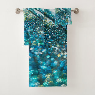 Tropical Summer Oceanic Glitter Glam 2 Bath Towel Set