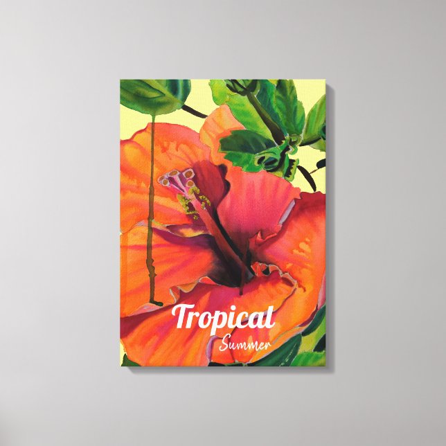 Tropical Summer orange hibiscus Canvas Print (Front)