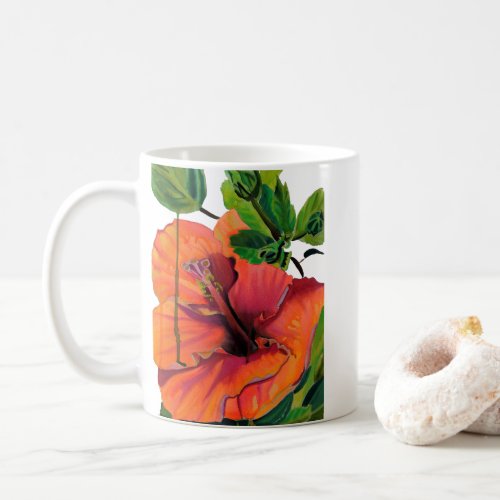 Tropical Summer orange hibiscus Coffee Mug