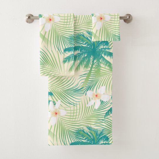 Tropical summer palm trees bath towel set