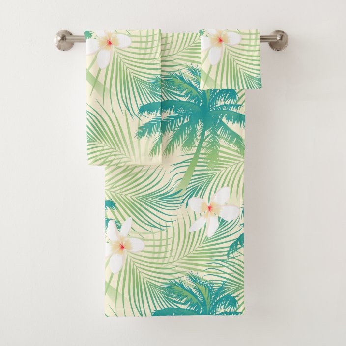 Tropical summer palm trees bath towel set