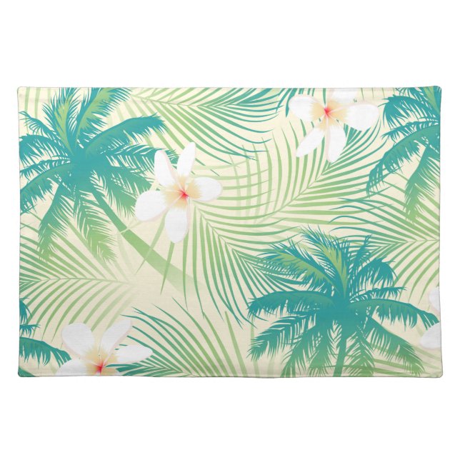 Tropical summer palm trees cloth placemat (Front)