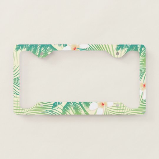 Tropical summer palm trees license plate frame Zazzle