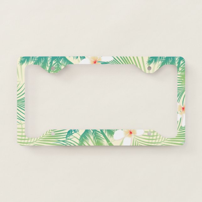 Tropical summer palm trees license plate frame (Front)