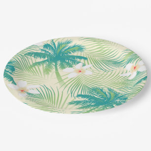 Tropical summer palm trees paper plates