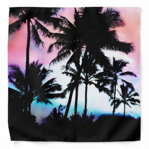 Tropical Summer Palm Trees Pink Blue Sunset Sky Bandana