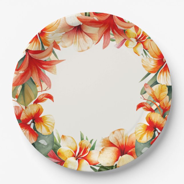 Tropical Summer Party Paper Plate (Front)