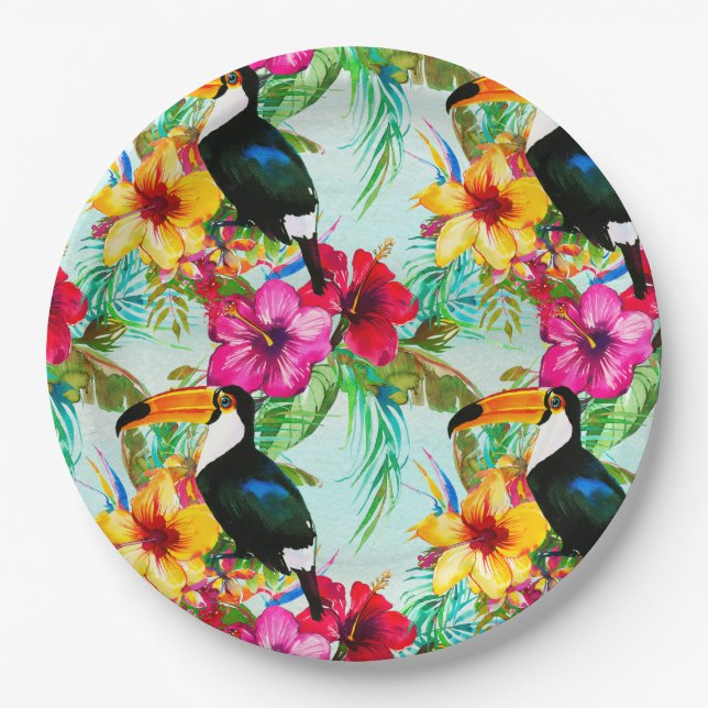Tropical Summer pattern Paper Plates (Front)