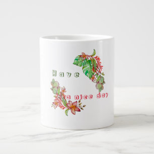 Tropical summer pattern with flowers and leaves  m giant coffee mug