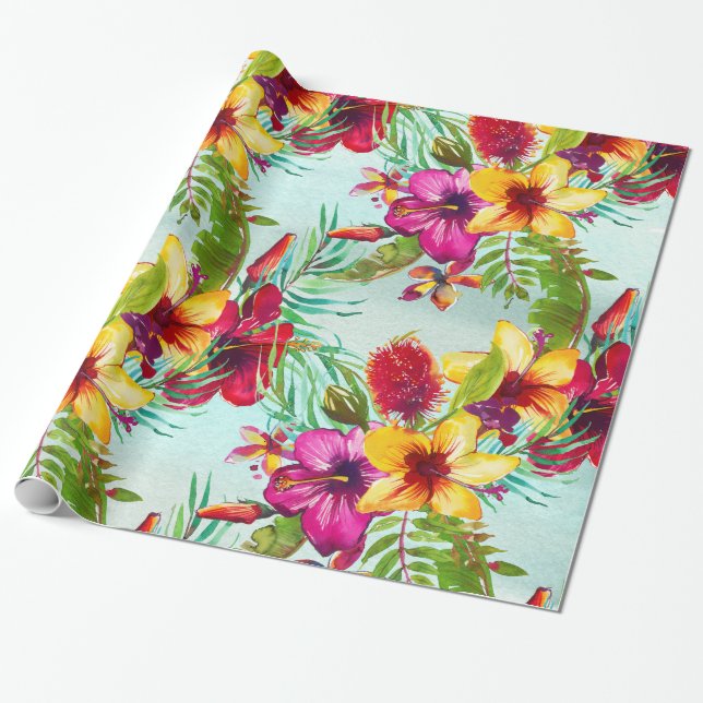 Tropical Summer pattern Wrapping Paper (Unrolled)