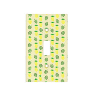 Tropical Summer Pineapple and Palm Leaves Pattern Light Switch Cover
