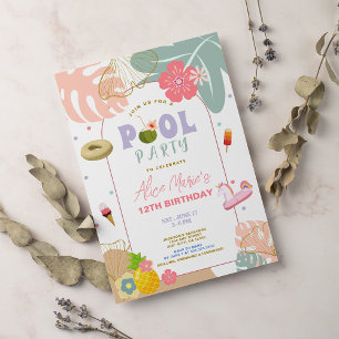 Tropical Summer Pineapple Beach Birthday Invitation