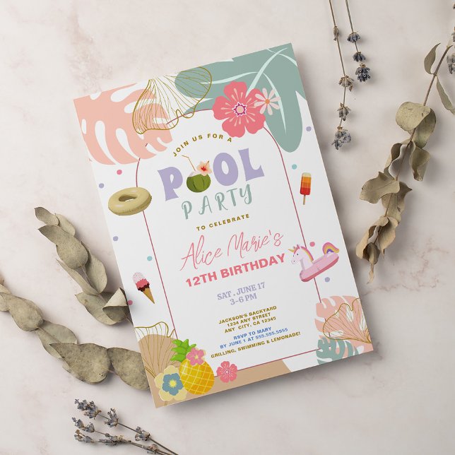 Tropical Summer Pineapple Beach Birthday Invitation (Creator Uploaded)