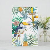 Tropical summer Pineapple Parrot Bird watercolor (Standing Front)