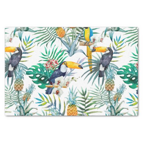 Tropical summer Pineapple Parrot Bird watercolor Tissue Paper