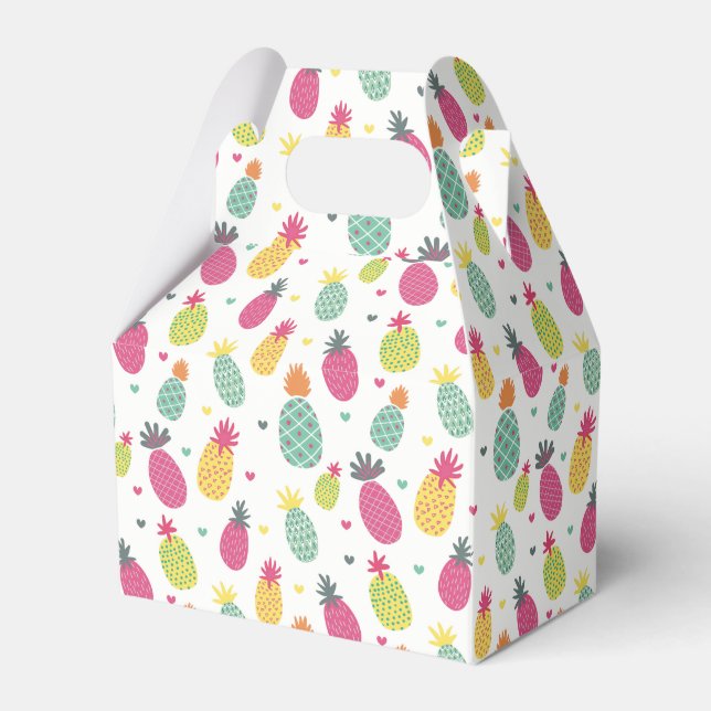 Tropical Summer Pineapple pattern Favor Boxes (Front Side)