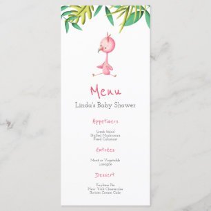 Tropical Summer Pink Flamingo Baby Shower Menu