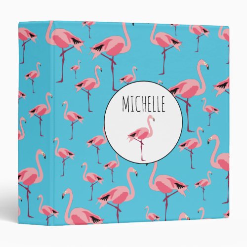 Tropical Summer Pink Flamingo Pattern 3 Ring Binder