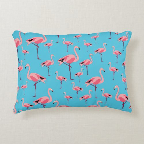 Tropical Summer Pink Flamingo Pattern Accent Pillow