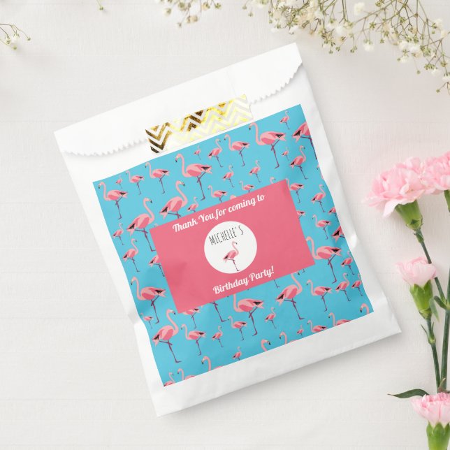 Tropical Summer Pink Flamingo Pattern Birthday Favor Bag (Sealed)