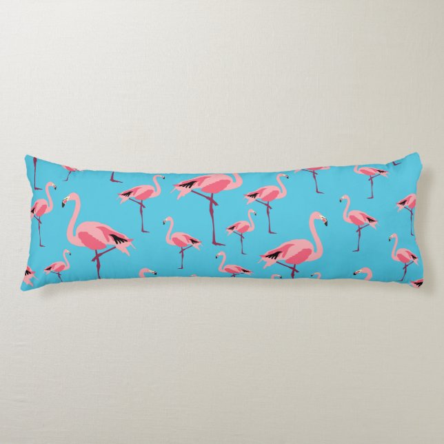Tropical Summer Pink Flamingo Pattern Body Pillow (Front)