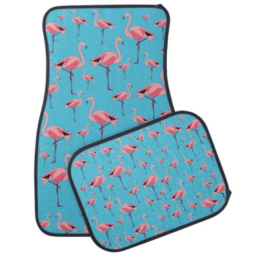 Tropical Summer Pink Flamingo Pattern Car Floor Mat