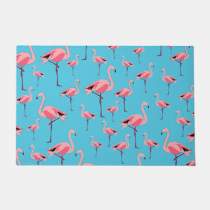 Tropical Summer Pink Flamingo Pattern Doormat