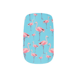 Tropical Summer Pink Flamingo Pattern Minx Nail Art