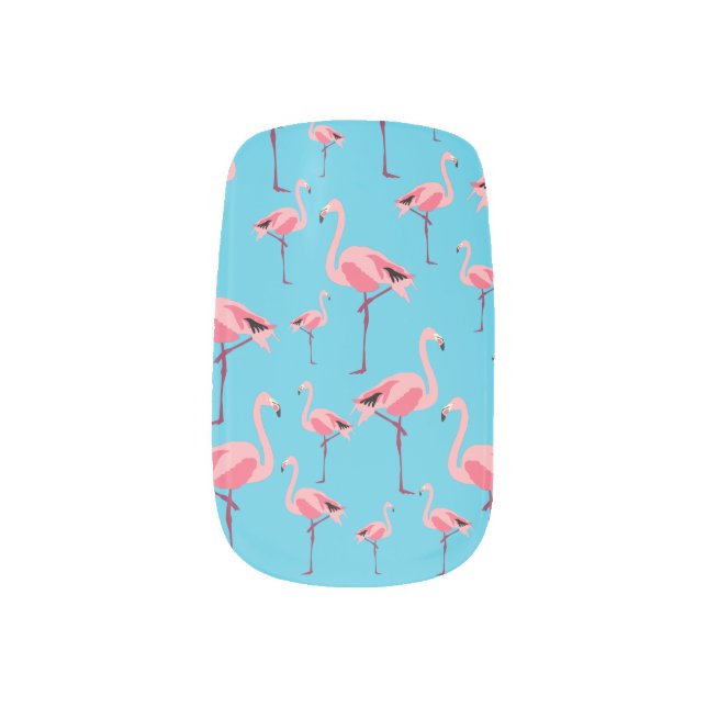 Tropical Summer Pink Flamingo Pattern  Minx Nail Art (Left Thumb)