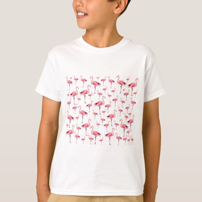 Tropical Summer Pink Flamingo Pattern T-Shirt (Front)