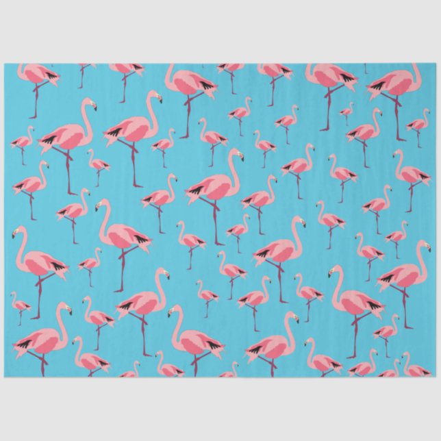 Tropical Summer Pink Flamingo Pattern Tissue Paper (Front)