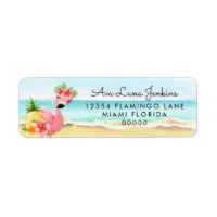 Tropical Summer Pink Flamingo Return Address Label
