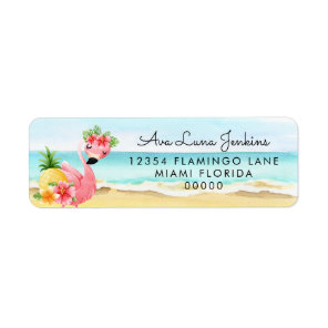 Tropical Summer Pink Flamingo Return Address Label
