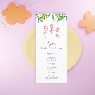 Tropical Summer Pink Flamingos Baby Shower Menu