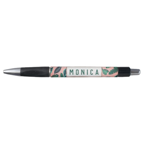 Tropical Summer Pink Green Leaves Sunset Pattern Pen