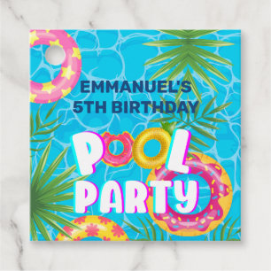 Tropical Summer Pool Party Birthday Favor Tags