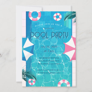 Tropical Summer Pool Party Invitation