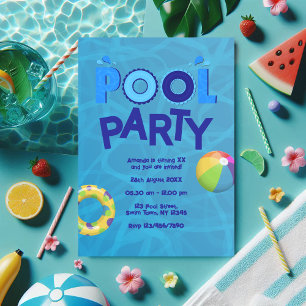 Tropical Summer Pool Party Invitation