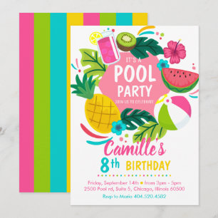 Tropical summer pool party Invitation