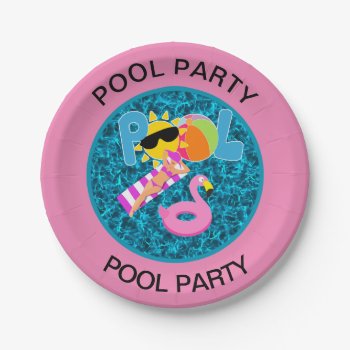 Tropical Summer Pool Party Paper Plates by idesigncafe at Zazzle