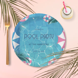 Tropical Summer Pool Party  Paper Plates