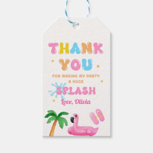Tropical Summer Pool Party Splash Thank You  Gift Tags