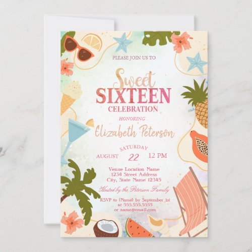Tropical Summer Pool Party Sweet 16 Party