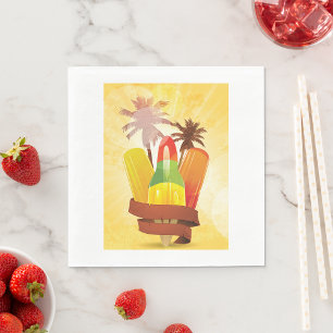 Tropical Summer Popsicle and Palm Trees Napkins