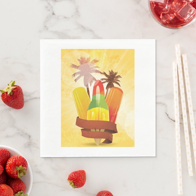 Tropical Summer Popsicle and Palm Trees Napkins (Creator Uploaded)
