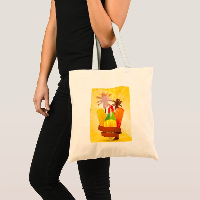 Tropical Summer Popsicle and Palm Trees Tote Bag (Creator Uploaded)