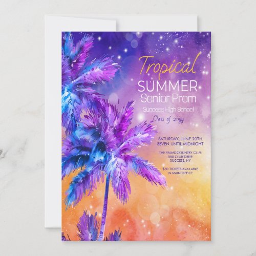 Tropical Summer Prom Invitation