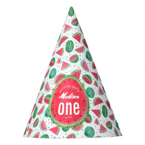 Tropical Summer Red  Green Watermelon pattern Party Hat